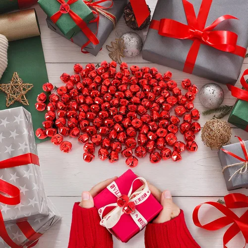 Miniatura 4 de Cascabeles para manualidades, cascabeles grandes de 1 pulgada a granel, 50 campanas de Navidad para manualidades, festivales, hogar, corona, Rojo