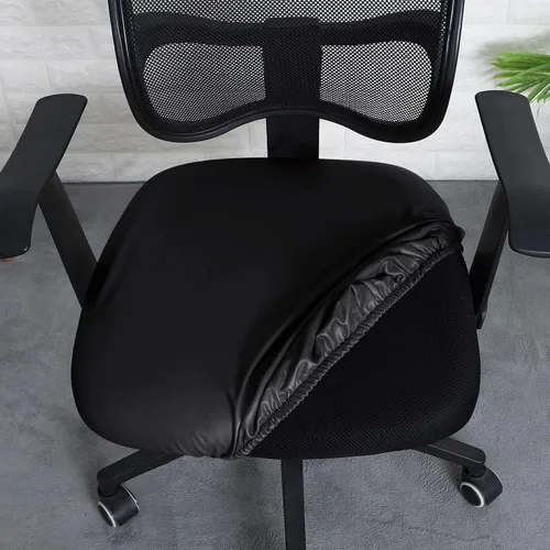 Miniatura 3 de FORCHEER Fundas de asiento para silla de oficina, fundas de cuero elástico impermeable PU para silla de computadora, fundas de cojín para asiento