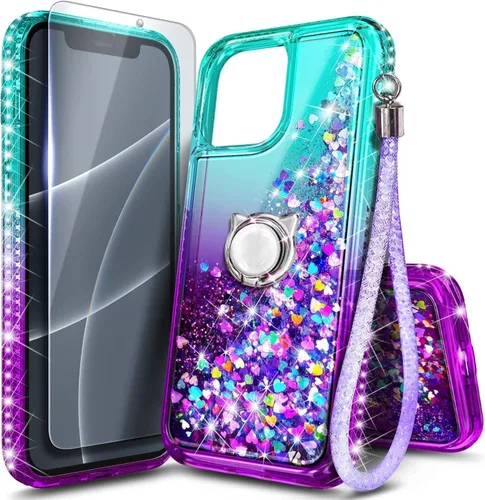 Miniatura 61 de NGB Diseñada para Funda de Teléfono iPhone 11, Morado/Azul Funda Bonita con Purpurina Líquida Brillante para Mujeres Niñas Niños con Protector