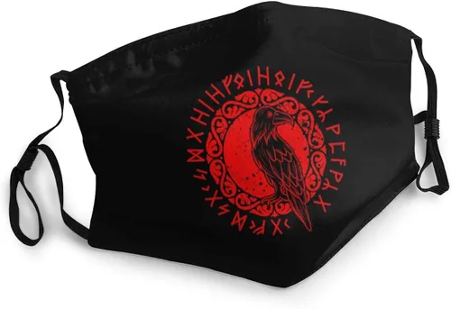 Máscara facial de tela para adultos y niños, Odin Raven Vikings Runes Huginn Muninn Myth - Cubrebocas antipolvo, pasamontañas reutilizables para