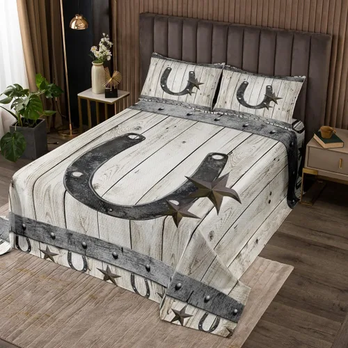 Miniatura 17 de Feelyou Colcha de vaquero occidental, tamaño King, diseño rústico de Texas Star con botas de vaquero, colcha acolchada para niños pequeños, diseño