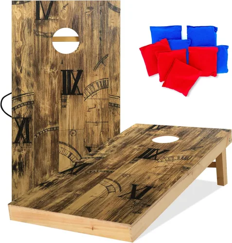 Miniatura 11 de UKASE Juego de Cornhole de Madera Maciza de Tamaño Reglamentario Portátil con Bolsas de Frijoles, Juego de Lanzamiento con Superficie de Veta