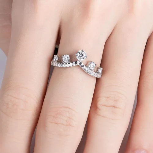 Miniatura 4 de Anillos de eternidad de moissanita, anillos de boda, color D, claridad VVS1, redondo, corte brillante, plata de ley 925, 56 piedras, anillos