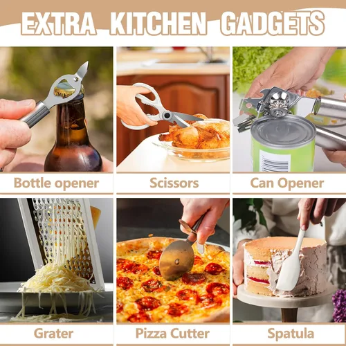 Miniatura 3 de Umite Chef - Juego de utensilios de cocina de silicona, 34 piezas de utensilios de cocina resistentes al calor y herramientas con rallador, mangos