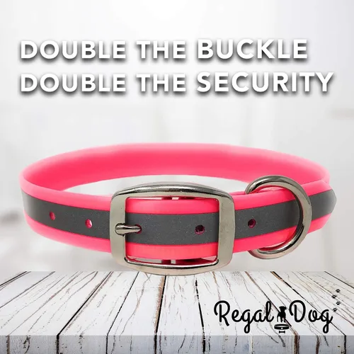 Miniatura 5 de Regal Dog Products Collar Reflectante para Perro con Placa de Nombre Grabada Personalizada Collares para Perro Personalizados de Biothane Rosa