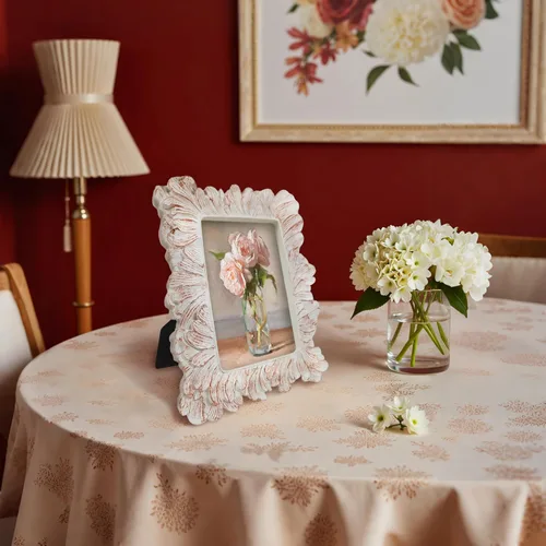 Miniatura 4 de Marcos de fotos vintage blancos para pared y mesa, marcos de fotos antiguos pequeños de 4 x 6 pulgadas con diseño floral adornado, estilo pintado a