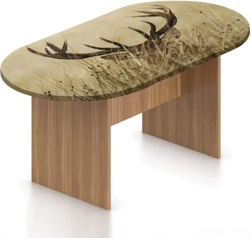 Mantel ovalado ajustable para patio, decoración de cornamentas, funda de poliéster elástico, estampado de ciervos de cola blanca en desierto, se