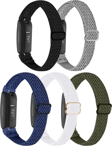 Miniatura 6 de Paquete de 5 bandas elásticas de nailon compatibles con Fitbit Inspire 3/Inspire 2/Inspire HR/Inspire, correa deportiva de repuesto ajustable