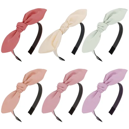 Miniatura 9 de Paquete de 6 diademas con lazo anudado para mujeres y niñas, bonitos accesorios para el cabello con nudos finos, adecuadas para niños de 8 a 12 años