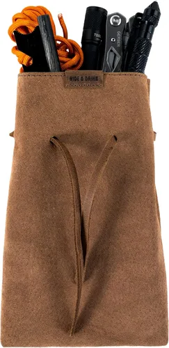 Miniatura 5 de Hide & Drink, Saco con cordón (2 unidades) hecho a mano de piel de oveja y cuero de grano completo - Canela