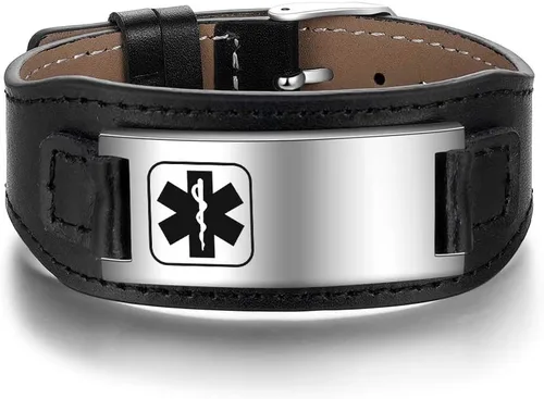 Miniatura 110 de OPALSTOCK Pulseras médicas personalizadas de silicona ajustable para identificación de emergencias, grabado gratuito, 9 pulgadas, resistente al