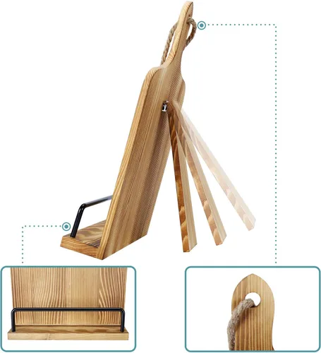 Miniatura 5 de Soligt Soporte para Libro de Cocina para Encimera de Cocina iPad Tableta Ajustable Soporte para Libro de Recetas Estilo Tabla de Cortar de Madera