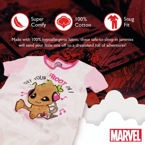 Miniatura 3 de Marvel Girls Black Panther Wakanda Forever Groot 2-Piece Snug-fit Cotton Pajamas Set