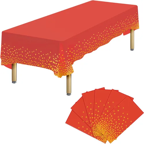Miniatura 24 de Paquete de 4 manteles de plástico desechables azules y dorados para mesa rectangular, manteles desechables de 54 x 108 pulgadas, manteles