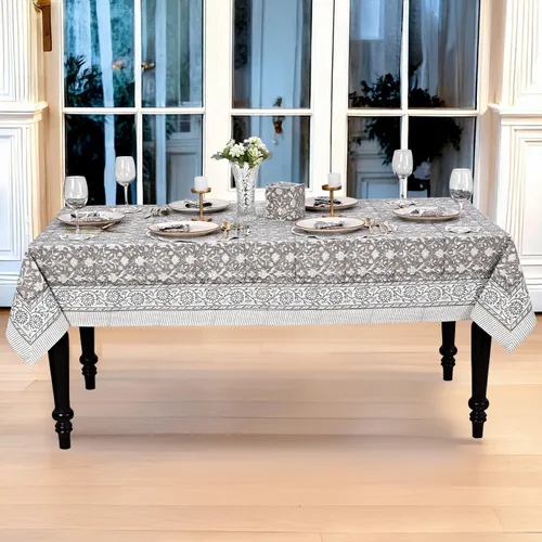 Miniatura 48 de Ridhi - Mantel cuadrado 100% algodón con estampado en bloque, lavable, para Halloween, Acción de Gracias, Navidad, fiestas, bodas, decoración