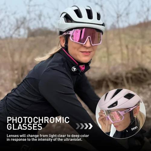 Miniatura 2 de SCVCN Gafas de ciclismo fotocromáticas Gafas de sol deportivas transparentes hombres mujeres MTB BMX Running Driving Rosa