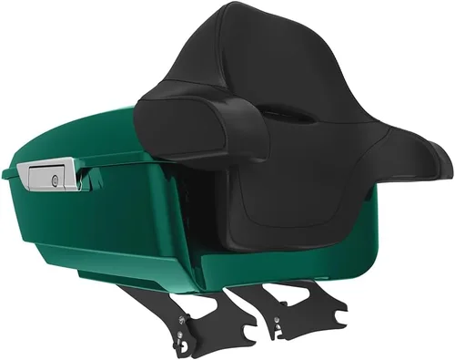 King Tour Pack para Harley Alpine Green, cierre de paquete turístico, portaequipajes superior, soporte de montaje negro, placa de metal para Harley
