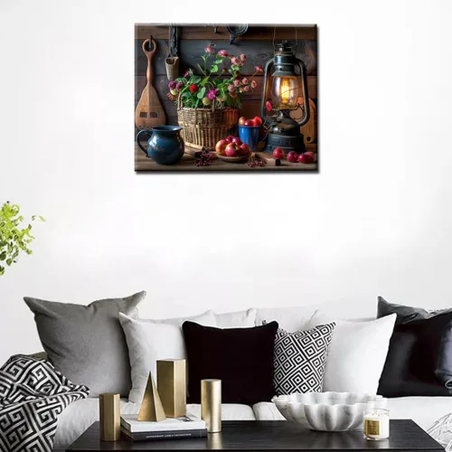 Miniatura 4 de Kits de pintura por números para adultos, estilo rústico, kit de pintura al óleo sobre lienzo con pinceles de pintura y pigmento acrílico, lámparas