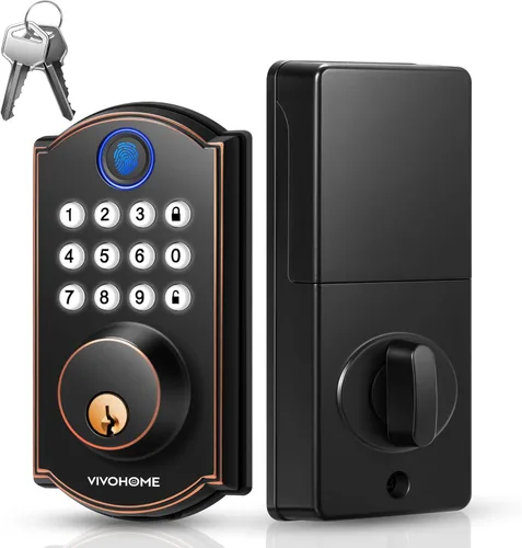 Miniatura 9 de VIVOHOME Cerradura inteligente para puerta principal, cerradura de puerta de entrada sin llave con huella dactilar, control remoto de aplicación