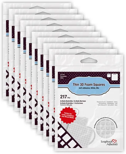 Scrapbook Adhesives 01616-MP - Adhesivo para álbum de recortes de 3 litros, blanco de 3 l, cuadrados de espuma 3D precortados, variedad mixta, 217