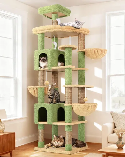 Miniatura 11 de Globlazer Torre de árbol para gatos extra grande, 82 pulgadas de alto, árbol para gatos de interior, torre grande para gatos grandes y adultos con 8