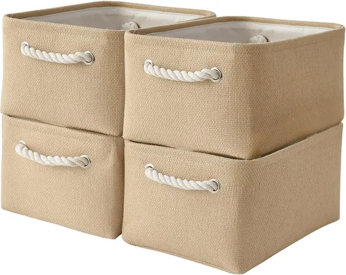 Miniatura 12 de Cesta de organización y almacenamiento para estantes - Paquete pequeño de 6 cestas de almacenamiento de tela plegables para organizar con asa
