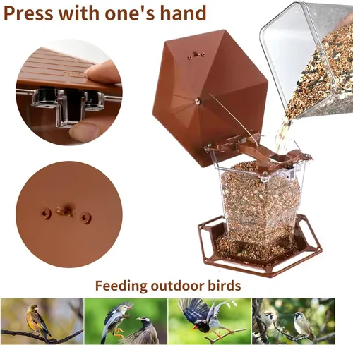 Miniatura 2 de Jealoeur Comederos para pájaros para exteriores Comedero colgante para pájaros silvestres, semillas, marrón, paquete de 2