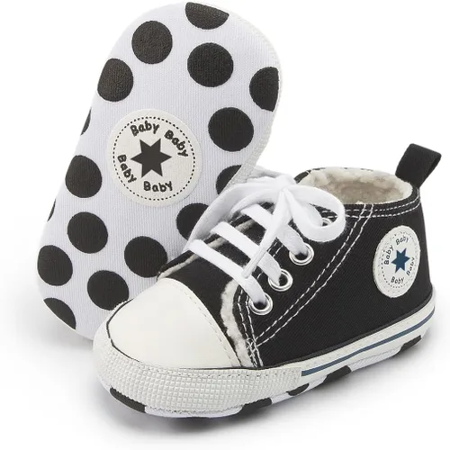 Miniatura 56 de KIDSUN zapatos deportivos altos hasta el tobillo para bebés, niños y niñas con suela antideslizante, suaves, para recién nacidos, zapatos