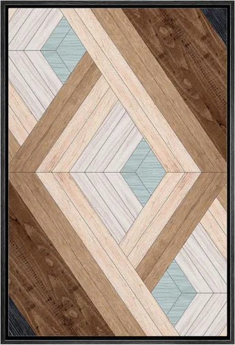 Miniatura 15 de IDEA4WALL Lienzo enmarcado para pared, decoración occidental, collage de polígonos de diamantes, paneles geométricos abstractos de madera, arte