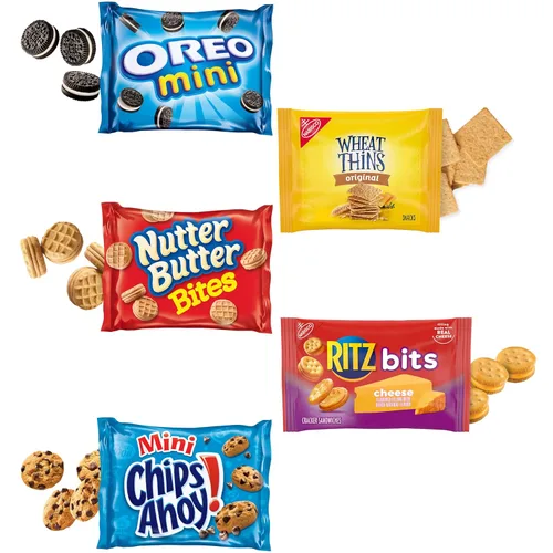 Miniatura 12 de Galletas OREO Mini, Mini CHIPS AHOY! Galletas, RITZ Bits Galletas de queso, bocadillos Nutter Butter y galletas Wheat Thins, paquete surtido Nabisco
