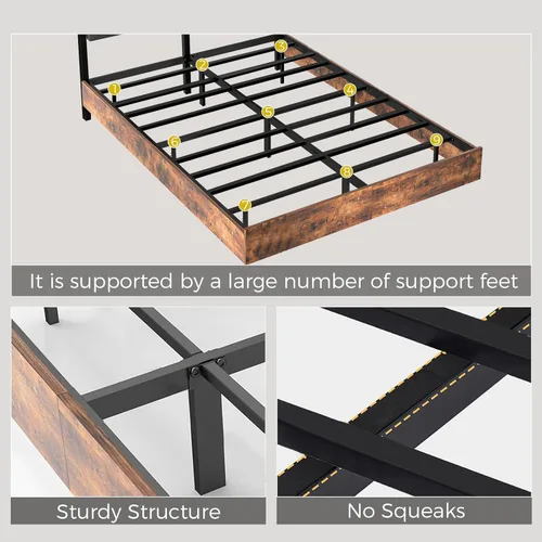 Miniatura 7 de LUCKLIFE Base de cama flotante tamaño Queen, con cabecero ajustable y luces LED inteligentes, marco de cama tapizado con luces RGB, cama de metal