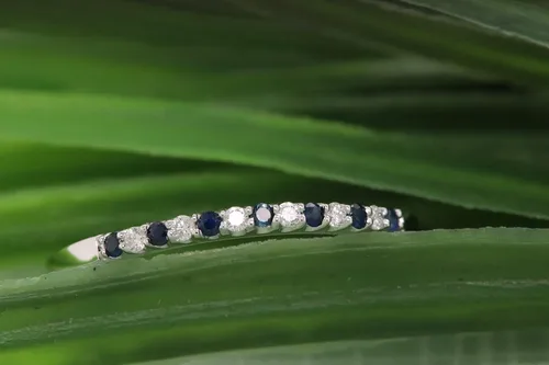Miniatura 8 de Dazzlingrock Collection Anillo apilable de boda con piedras preciosas y diamantes de 14 quilates, oro blanco