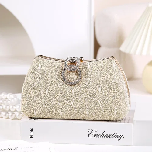 Miniatura 2 de Dreubea Bolso de noche de moda para mujer, bolso de embrague con cadena Champán