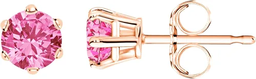 Miniatura 4 de Pendientes de tuerca de zafiro rosa de 12-10 quilates de peso total con 6 puntas de tuerca