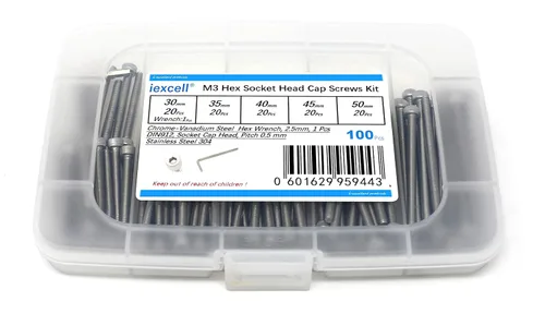 Miniatura 193 de iexcell 25 piezas M4 x 60/65/70/75/3.150 in paso de rosca 0.028 in acero inoxidable 304 cabeza hexagonal Tornillos Tornillos surtido Kit