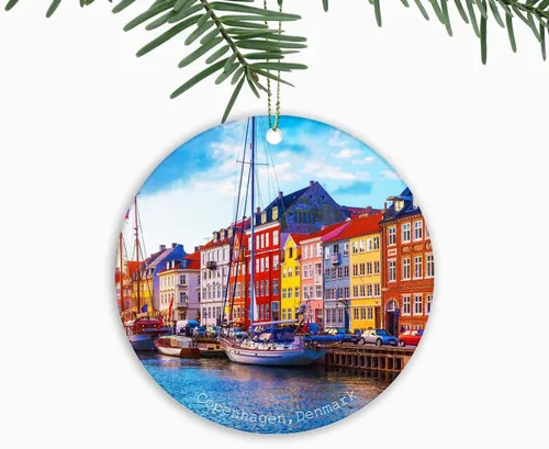 Adornos de Dinamarca, adorno de Navidad, árbol de Navidad de Copenhague, decoración colgante, recuerdo, regalo coleccionable