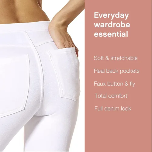 Miniatura 3 de No Nonsense Leggings de mezclilla elásticos con bolsillos para mujer