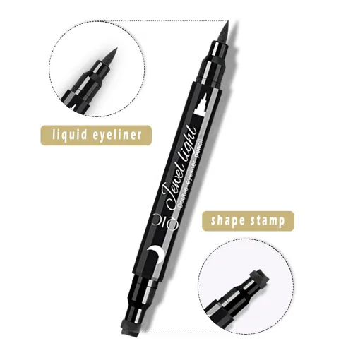 Miniatura 2 de Juego de sellos faciales y delineadores, 4 sellos de forma negra y delineadores de ojos de fieltro, bolígrafo de maquillaje de ojos 2 en 1 de doble