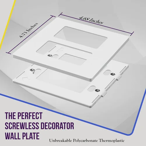 Miniatura 2 de ENERLITES Placas Decorativas de Pared sin Tornillos Cubiertas de Tomacorrientes Seguras para Niños, Tamaño 2-Gang 4.68" H x 4.73" L, Policarbonato