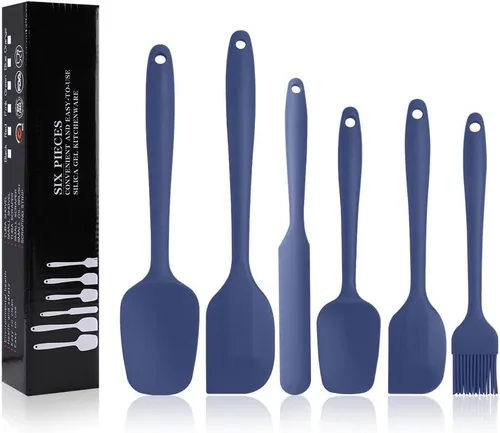 Juego de espátulas de silicona, espátula de cuchara de goma, espátula resistente al calor, diseño de una pieza, espátula sin costuras, espátula Azul