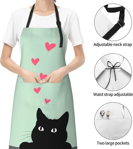 Miniatura 3 de Perinsto Delantal Impermeable para Mascotas Perros Gatos Animales Lindos con Babero para Aseo Cocina Horneado Pintura Jardinería Gato divertido