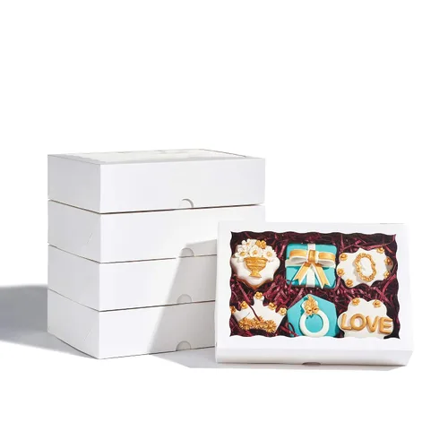 Miniatura 9 de Cajas de cartón de alta calidad de 10 x 7 x 2.5 pulgadas con ventana transparente para galletas, fresas paquete con 25 unidades. blanco elegante