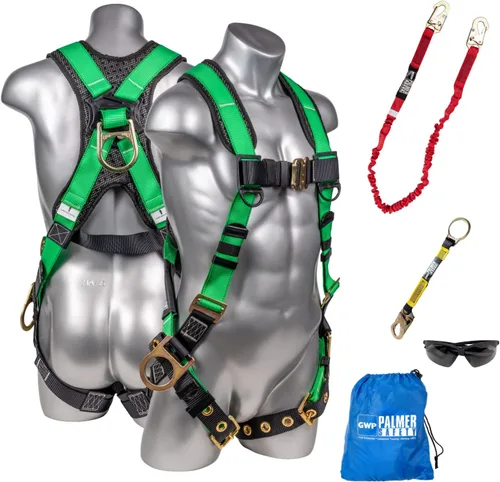 Miniatura 20 de Palmer Safety Kit de arnés de seguridad para protección contra caídas I Arnés de construcción + varios cordones + extensor de anillo en D