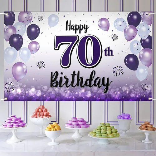 Miniatura 60 de Decoraciones de feliz cumpleaños 30, cartel grande de globo morado de 30 cumpleaños, suministros para fiesta de cumpleaños de 30 años. 30 (EE. UU.)