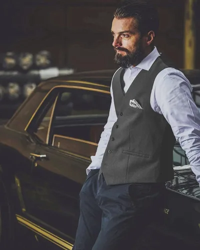 Miniatura 9 de Coofandy chaleco para traje o esmoquin con 5 botones, para hombre.