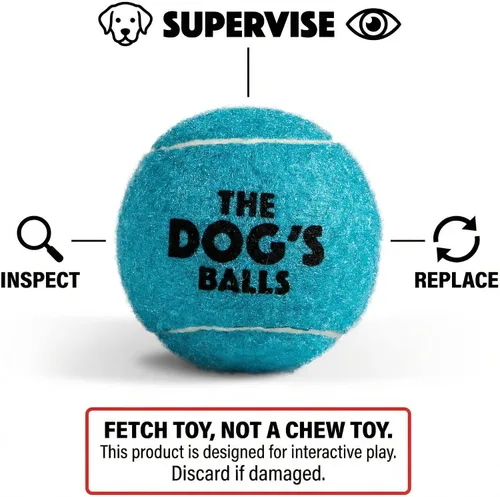 Miniatura 8 de The Dog's Balls Pelotas de tenis para perros para perros, color azul, paquete de 12 pelotas de fieltro no abrasivas, núcleo de goma resistente