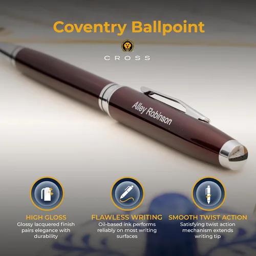 Miniatura 5 de Bolígrafo Cross personalizado con grabado personalizado para hombres o mujeres Bolígrafo Cross Coventry Regalo de lujo para oficina, graduación