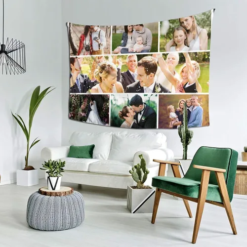 Miniatura 19 de Nsipan Tapiz personalizado para subir imágenes, texto fotográfico, decoración de pared, colección de collage de dormitorio, decoración