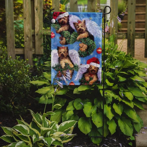 Miniatura 541 de Caroline's Treasures PPP3090GF - Bandera decorativa para jardín de bulldog inglés y otoño, para exteriores, patio, flores, tamaño de jardín