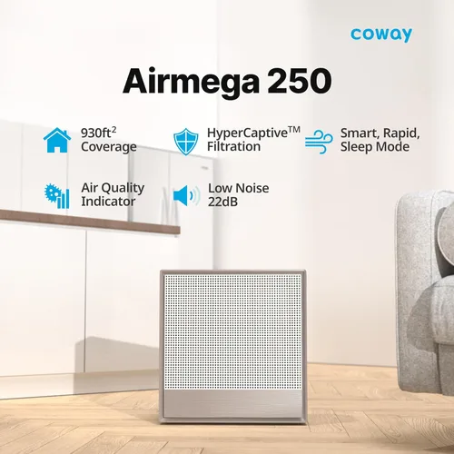 Miniatura 2 de COWAY Airmega 250 - Purificadores de aire para habitaciones grandes del hogar, hasta 1860 pies cuadrados, prefiltro lavable y filtro HEPA para humo